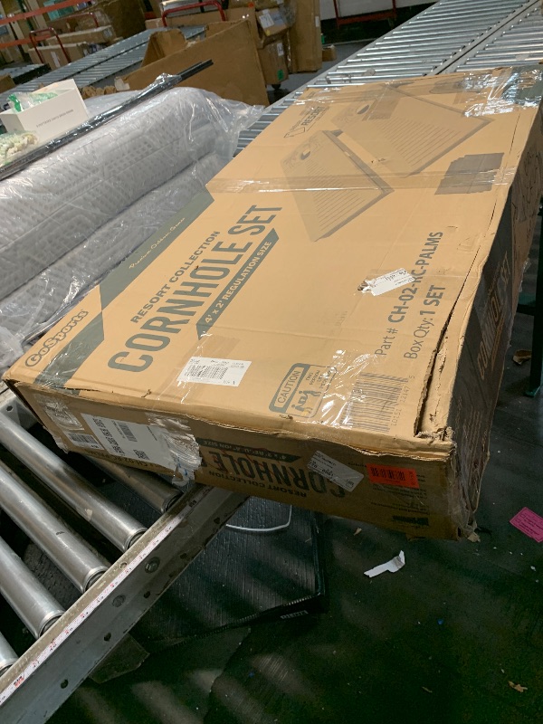 Photo 1 of ***DAMAGED, SEE PHOTOS***
***TRUCK/TRAILER PICKUP ONLY***
GoSports 4 x 2 ft Resort Collection All Weather Cornhole Board Set - Regulation Size - Palms