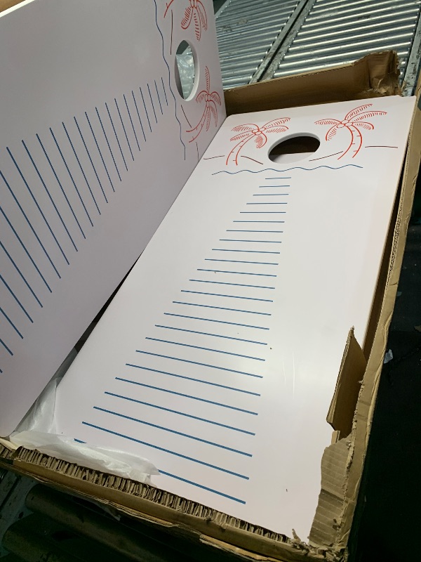 Photo 1 of ***DAMAGED, SEE PHOTOS***
***TRUCK/TRAILER PICKUP ONLY***
GoSports 4 x 2 ft Resort Collection All Weather Cornhole Board Set - Regulation Size - Palms