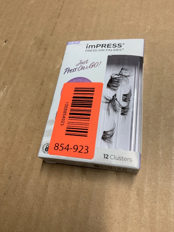 Photo 1 of ***MISSING PIECES***
KISS imPRESS Falsies Press On Self Adhesive Eyelashes, 12mm-14mm Natural Volume Press On Lashes, Black, No Glue Needed, Invisible Band, 12 Lash Clusters - Airy