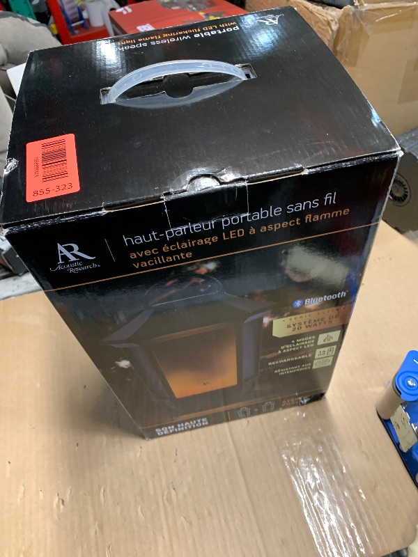 Photo 1 of ***MISSING PARTS***
Acoustic Research Sedona 20-Watt Rechargeable Indoor - Outdoor Bluetooth Wireless Speaker w/LED Flickering Flame Light; Portable; Battery or AC Power Option