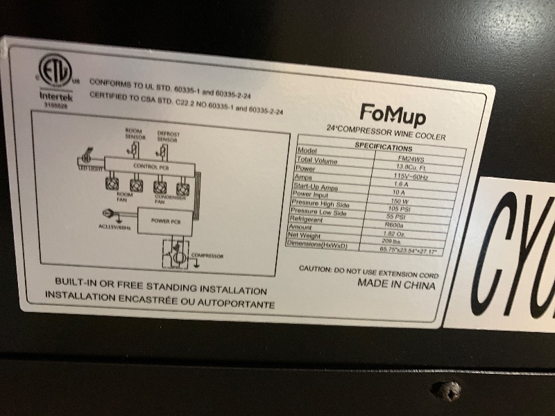 Photo 1 of ***MAJOR DAMAGE, SEE NOTES FOR MORE DETAILS***
***TRUCK/TRAILER PICKUP ONLY***
FoMup Wine Fridge Freestanding,173 Bottles 24 Inch Wine Cooler Refrigerator, Tall Wine Fridge with Compressor Low Noise Fast Cooling, Wine Cellar with Upgraded Door Handle Slid