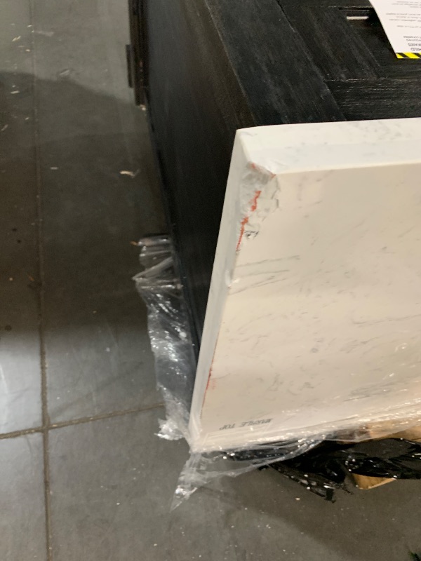 Photo 1 of ***MAJOR DAMAGE, SEE NOTES FOR MORE DETAILS***
***TRUCK/TRAILER PICKUP ONLY***
Acme Nolan Server in White Marble and Salvage Dark Oak