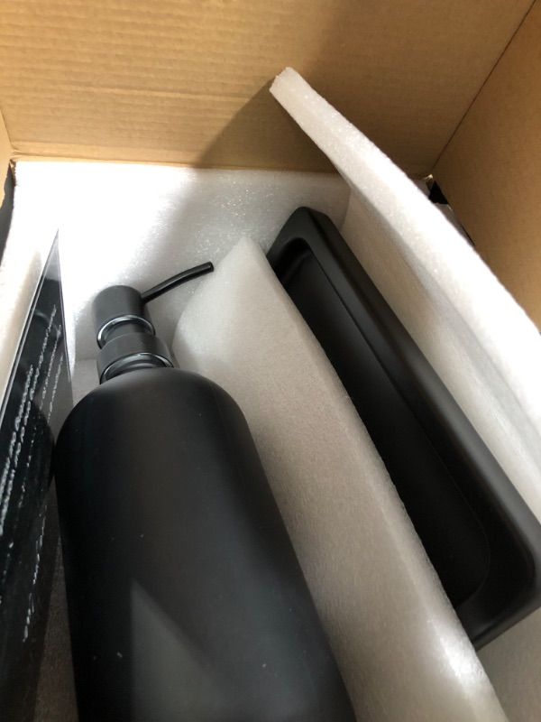 Photo 1 of ***MISSING PARTS***
Black Glass Hand and Dish Soap Dispenser Set by Brighter Barns - Kitchen Soap Dispenser Set with Tray for Home, Airbnb, Vacation Rental, Gift - Minimalist Home Decor, Modern Kitchen Decor (Black)