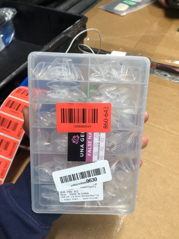 Photo 1 of ***FACTORY SEALED***UNA GELLA Short Almond Nail Tips, 312pcs Short Almond Gel Nail Tips Shape Pre Etched Press On Nails Clear Acrylic Fake Nails No C Curve for Full Cover Nails Extension Home Art DIY Salon 12 Sizes