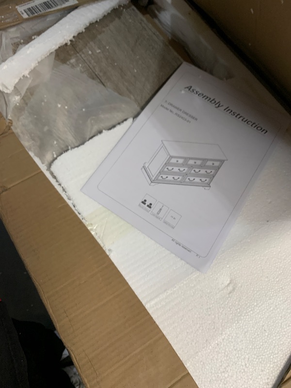 Photo 1 of ***PARTIAL SET - PRICE ADJUSTED***
***TRUCK/TRAILER PICKUP ONLY***T4TREAM Farmhouse 7 Drawers Dresser Chests for Bedroom w/ 4 Column Solid Wood Feet, Tall Wide Wood Country Rustic Chest of Drawers, Storage Dressers for Bedroom, Living Room, Light Rustic O