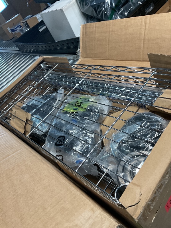 Photo 1 of *********Missing parts- Missing poles***********
Amazon Basics 5-Shelf Adjustable, Heavy Duty Storage Shelving Unit on 4" Wheel Casters, Easy to Move Portable Wire Shelving, No Tools Needed for Easy Assembly, 30" x 14" x 64.8", Chrome
