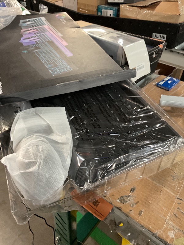 Photo 2 of Wireless Keyboard and Mouse Backlits, Wrist Rest, LED Mouse, Rechargeable Ergonomic Keyboard with Phone Holder, Silent Light Up Combo for Computer, Mac, PC, Laptop, Chromebook (Black)