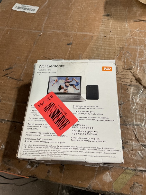Photo 1 of ***(MISSING CORD)***WD 2TB Elements Portable External Hard Drive for Windows, USB 3.2 Gen 1/USB 3.0 for PC & Mac, Plug and Play Ready - WDBU6Y0020BBK-WESN