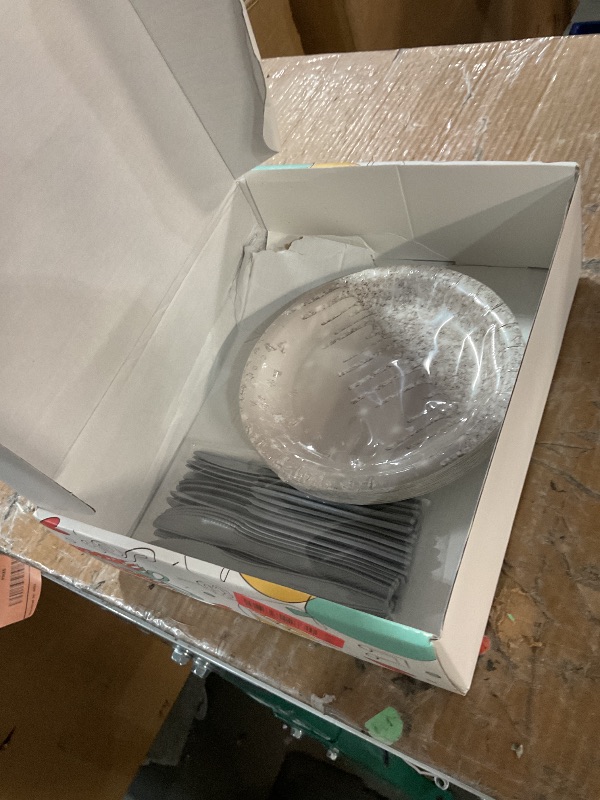 Photo 1 of * only comes with one pack of plates and one pack of knives *
YJRJSC Silver Plates and Napkins Party Supplies - Decorations Tableware for Birthday Bridal Shower, Paper Plate, Napkin, Cup, Cutlery, Diamonds Glitter Table Decorations | Serve 24