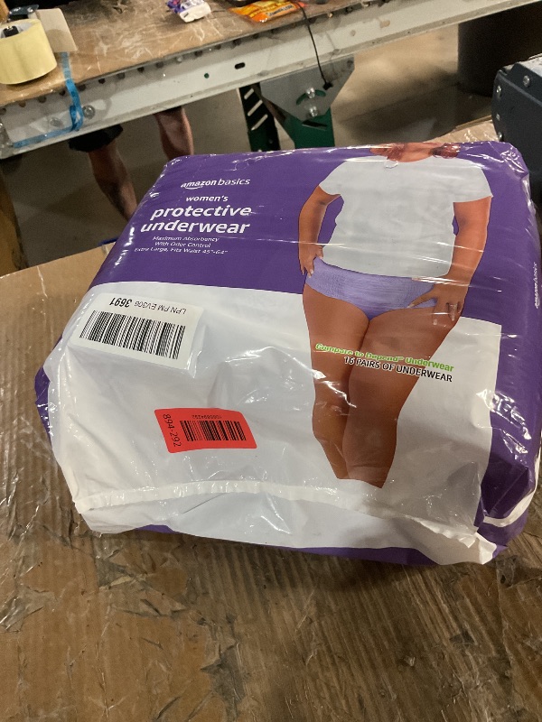 Photo 1 of * factory sealed *
Amazon Basics Incontinence Underwear for Women, Protective, Disposable, Postpartum, Maximum Absorbency, X-Large, Lavender, 16 Count