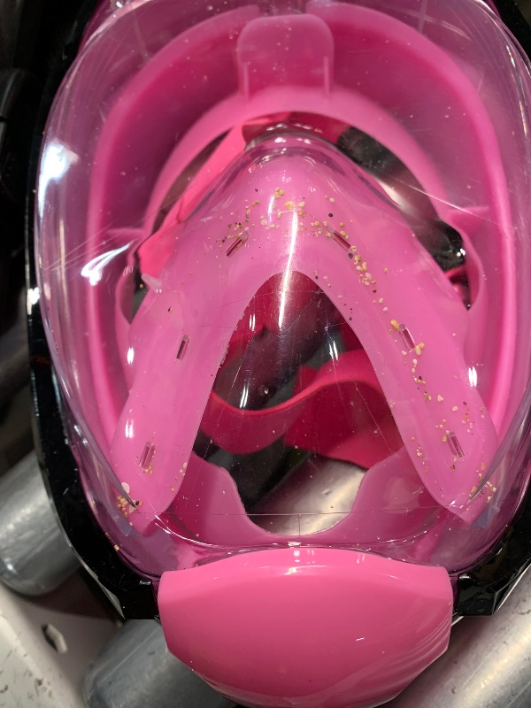 View 4 of **SANDY** Viginsul Mask Fins Snorkeling Gear for Adults, Full Face Snorkel Mask & Adjustable Swim Fins Snorkel Set, Panoramic View Snorkel Mask Dry Top Anti-Fog Anti-Leak (Pink, L/XL mask+L/XL fins)