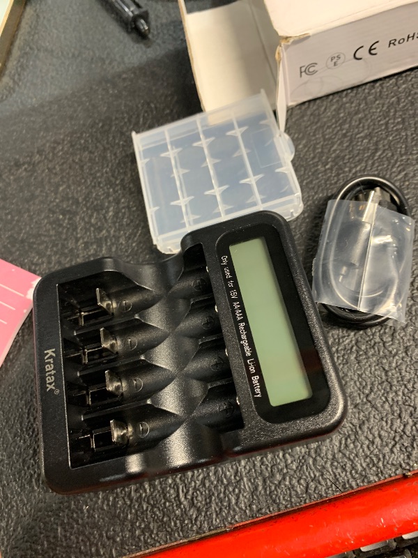 Photo 1 of **MISSING BATTERIES** Kratax AAA Rechargeable Lithium Batteries, 8pack 1.5V 1100mWh Li-ion Triple A Batteries with Intelligent Battery Charger, Constant Voltage Output, 1600 Cycles Long-Lasting for Household and Business