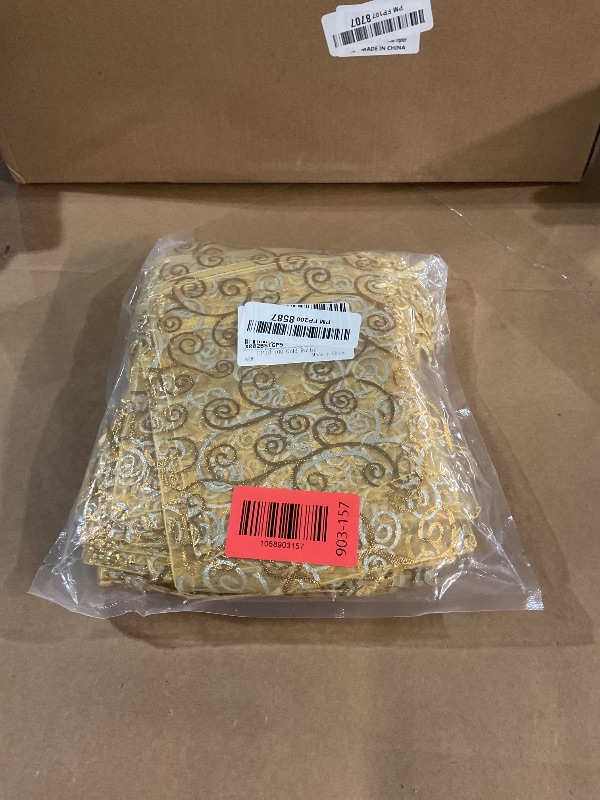 Photo 1 of 100 Pcs 5x7 inch Gift Wrap Bags Gold Rattan, Organza Sheer Clear Tulle Fabric, Drawstring Mesh Bags for Baby Shower Favor, Jewelry, Birthday Party Favor,Sachet,Christmas Favour,Craft Business,Jewelery
