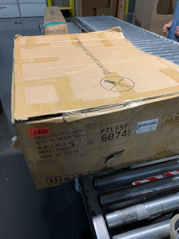 Photo 1 of **PARTIAL SET, MISSING TWO MAIN CUSHIONS** DWVO Convertible Sleeper Chair, 3-in-1 Sofa Bed with Pull-Out Bed, 75" Single Sleeper Couch with Reclining Backrest and Wide Armrest, Linen Futon Couch for Dorm Apartment, Beige