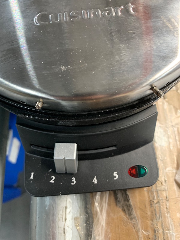 Photo 1 of ***(BROKEN HANDLE)***uisinart Waffle Maker, 1250W Round Classic Waffle Iron, 5-Setting Adjustable Browning Control, WMR-CANAS, Brushed Stainless