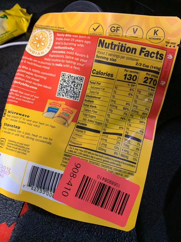 Photo 1 of (PACK OF 1)Tasty Bite Bombay Potatoes Entree (6x10 Oz)