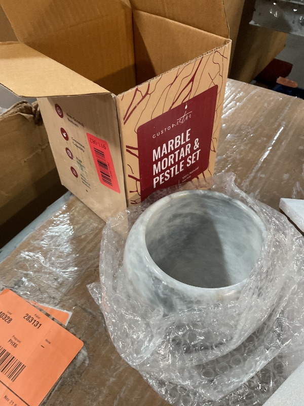 Photo 1 of (bowl only) Gusto Nostro Natural Marble Mortar and Pestle Set | 5 Inch - 2.5 Cup Large Mortar Pestle Set for Grinding Herbs, Nuts