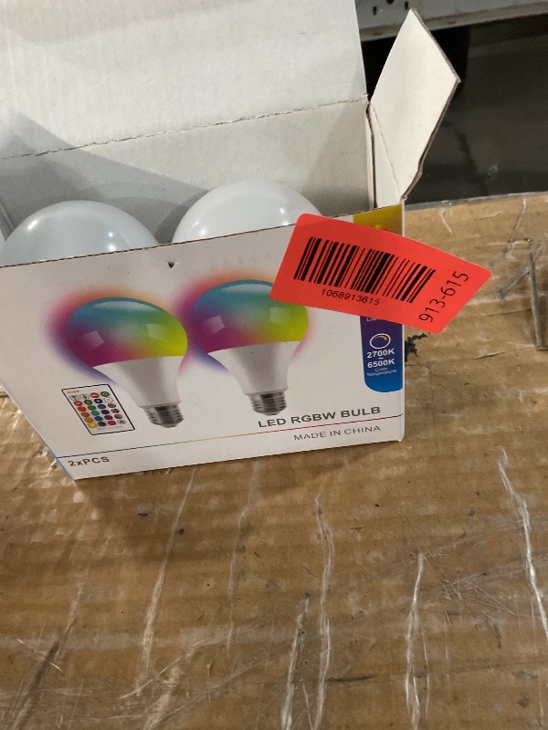 Photo 1 of ***(MISSING REMOTE)***Droiee Dimmable E26 Warm LED Light Bulb, 6W RGBW Color 500LM with 16 Color Changing Modes for Christmas, Party etc with Remote Control 2 Pack