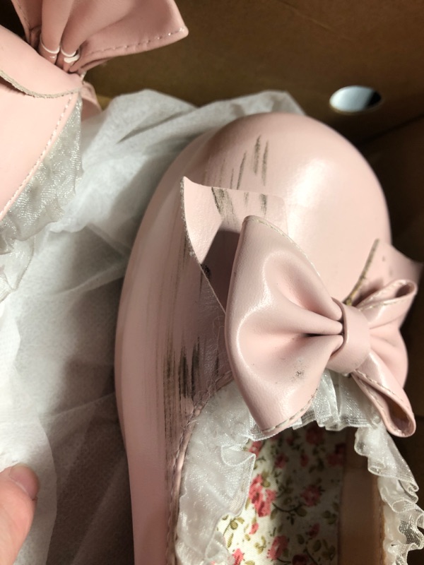 Photo 1 of ***DAMAGED - SEE NOTES/PICTURES***LUXMAX Women Kawaii Mid Block Heel Mary Jane Rockabilly Pumps with Bow Platform Chunky Heel Cute Sweet Shoes, Size 12.5 M US,Pink