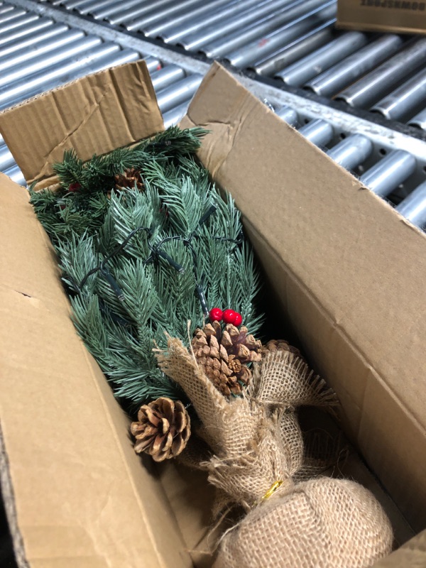 Photo 1 of [ 8 Modes & Timer] 24 Inch Realistic Tabletop Christmas Tree Small Christmas Tree with 50 Warm Lights Battery Operated Indoor Home Table Christmas Decorations