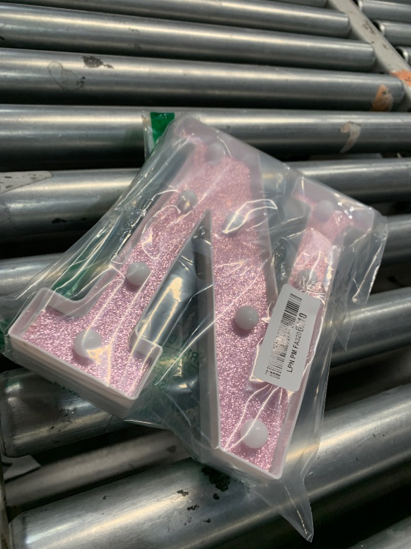 Photo 1 of Small Led Marquee Letters, Light Up Letters, 8.58 Inch Led Letter Lights, Battery Powered Lighted Sign for Table, Party, Birthday, Christmas Decor (Pink Glitter, Letter N)