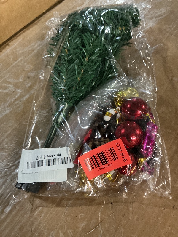 Photo 2 of 20 Inch Christmas Tree with Light Small Table Top Christmas Tree with LED String Lights, Star Treetop, Ornaments Balls Artificial DIY Christmas Table Decoration