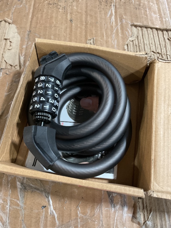 Photo 1 of ***DAMAGED - SEE NOTES/PICTURES*** KEYSTP Bike Lock Cable, Up to 15mm Thicker Steel Cable, High Security 5-Digit Resettable Combination Anti-Theft, with Mounting Bracket for Bikes and Scooters?Black