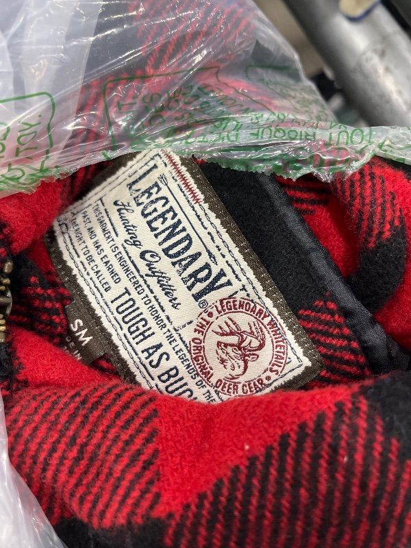 Photo 1 of Legendary Whitetails Mens Wool Blend Jacket Quilted Satin Insulated Sleeves Sherpa Lined, Buffalo Plaid, SMALL