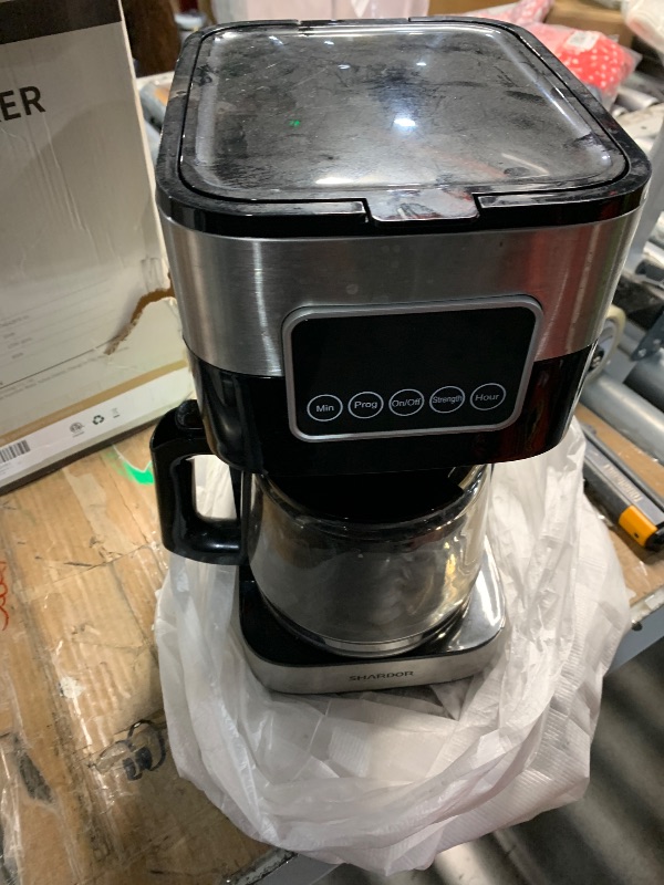 Photo 1 of ***(HEAVILY USED/ MINOR DAMAGE)***SHARDOR 10-Cup Programmable Coffee Maker, Regular & Strong Brew Drip Coffee Machine for Home and Office, Auto Shut Off, Permanent Filter, Silver