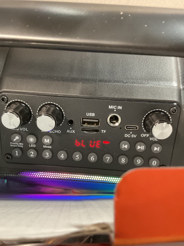 Photo 1 of ***MISSING CORD***
Karaoke Machine, Portable Bluetooth Speaker with 2 Wireless Microphones for Adults & Kids with Lights, Karaoke Microphone with PA System Supports USB/TF/FM/AUX for Home Party Home System Packages