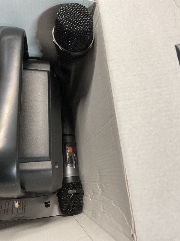 Photo 1 of ***MISSING CORD***
Karaoke Machine, Portable Bluetooth Speaker with 2 Wireless Microphones for Adults & Kids with Lights, Karaoke Microphone with PA System Supports USB/TF/FM/AUX for Home Party Home System Packages