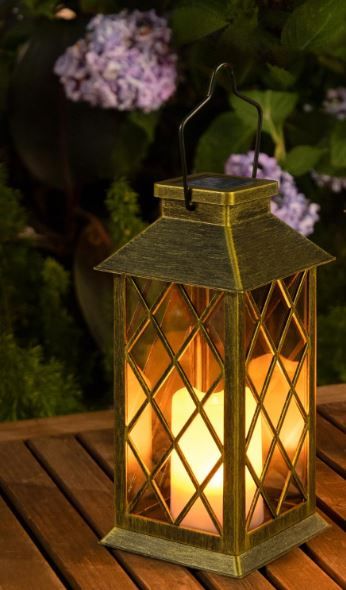 Photo 1 of 1 Pack 10" Outdoor Solar Lanterns Waterproof Garden Patio Lantern Lights Flickering Candle Mission for Outside, Party, Yard, Lawn, Mothers Day Gifts Garden Gifts for Mom Women (Antique Green Bronze)