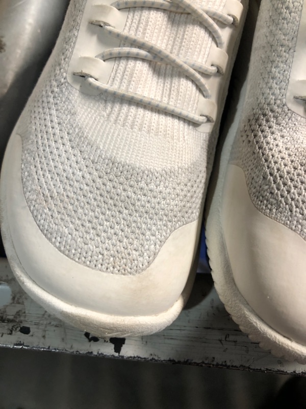 Photo 1 of ***(HEAVILY USED/ MINOR DAMAGE)***KEEN Unisex-Child KNX Lace Up Lightweight Barefoot Feel Sneakers, Star White/Skyway, 2