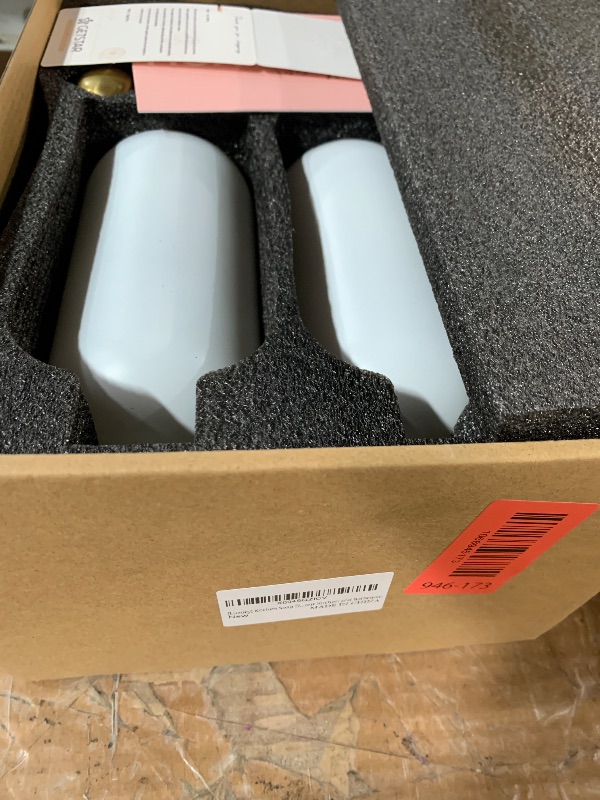 Photo 1 of [Luxury] Kitchen Soap Dispenser Set - 16OZ White Glass Bottle, Stainless Steel Pump, Instant Dry Tray, Waterproof Labels, Non-Slip Silicone Pad, and Dish Brush | Upgrade for Your Kitchen and Bathroom