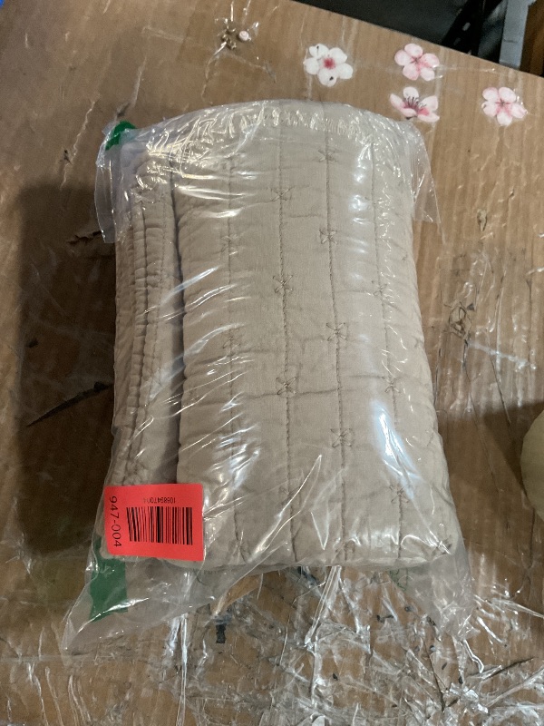 Photo 1 of ***JUST PILLOW COVERS***EVERGRACE Cross Stitch Pre-Washed Cotton Quilt Bedding Set Queen Size, Oversized 3 Pieces Lightweight Bedspread Coverlet for All Season, with 2 Matching Shams, Taupe, 92"x96"