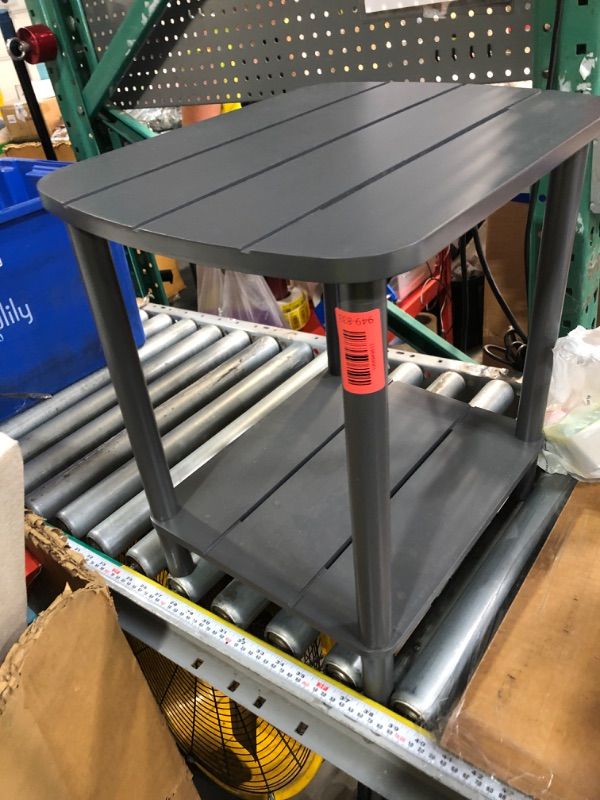 Photo 1 of **HAS A COUPLE SMALL CRACKS**LEJANEOYE Outdoor Coffee Table, 2-Tier Adirondack Outdoor Side Table Weather Resistant, Patio End Table for Pool, Porch, Backyard.