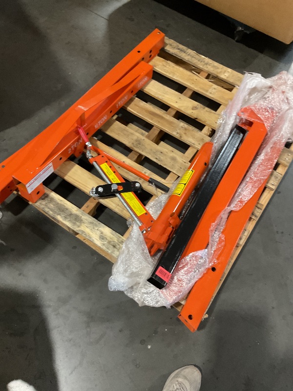 Photo 1 of (not a set, missing for parts) DEXSO 2 Ton Folding Hydraulic Engine Hoist with Lever, Folding Engine Shop Crane Hoist Lift, Heavy Cherry Picker with 6 Wheels for Garage, Workshop,Orange