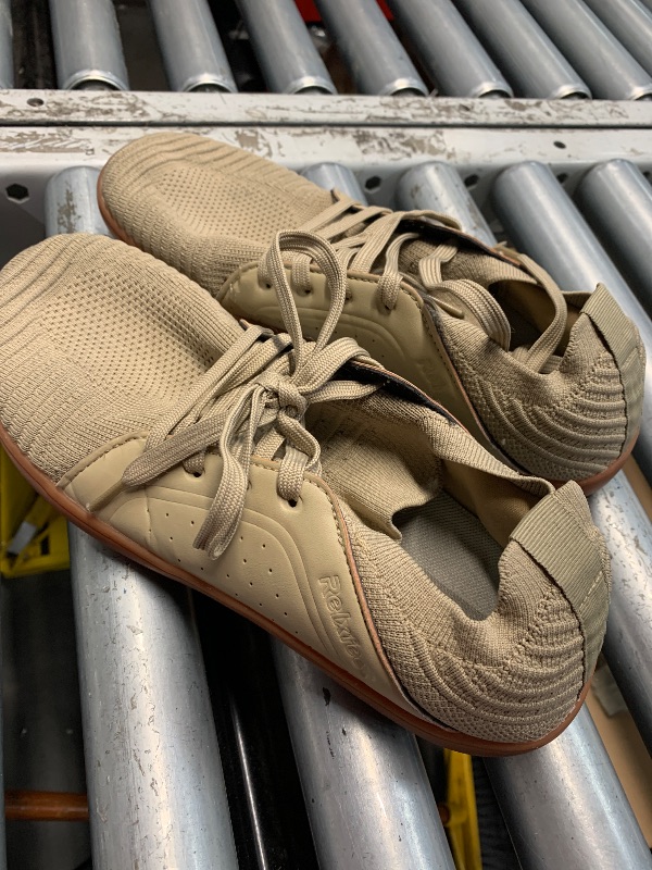 Photo 1 of (used)(see images) relxfeet Men's Cross-Trainer Minimalist Trail Running Barefoot Shoes Fitness Jogging Wrestling Hiking Lifting Light Brown 10.5