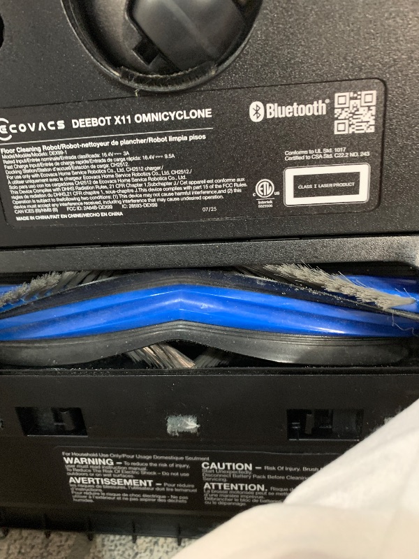 Photo 1 of **unfunctional, for parts**
COVACS DEEBOT X11 OmniCyclone Robot Vacuum and Mop, PowerBoost Charging, OZMO Roller 2.0 Instant Self-Washing Mop, 19,500Pa Blast Suction, Bagless OmniCyclone Station, AIVI 3D Smart Navigation