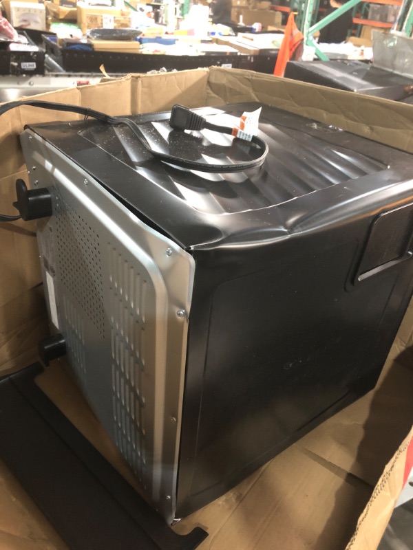 Photo 1 of (used)(damaged)(see all images) GE Profile™ Smart Indoor Pellet Smoker, with Active Smoke Filtration, 5 Smoke Control Settings, WiFi Connected, Electric, Countertop BBQ Appliance, Black