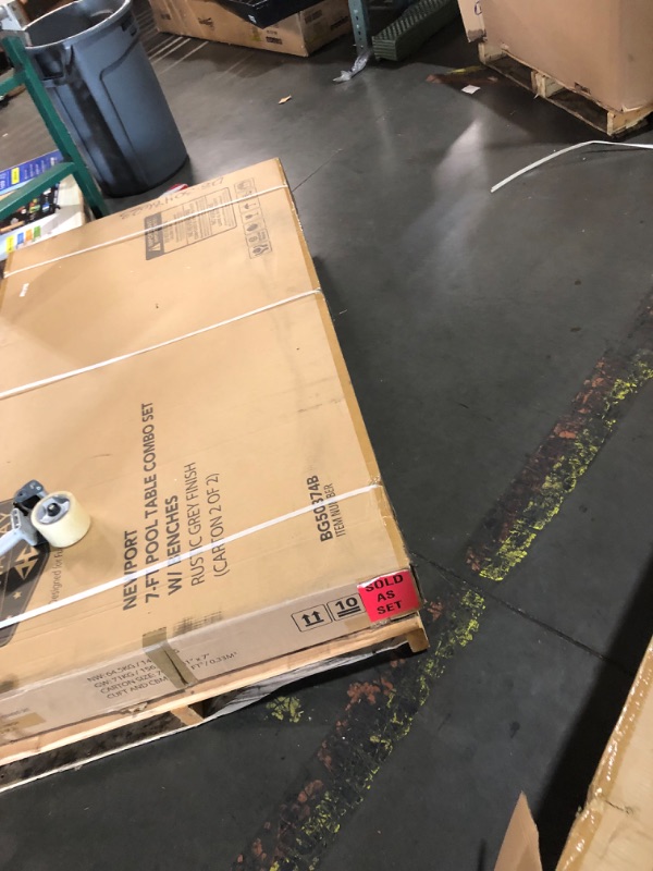 Photo 1 of (truck/trailer pick up only)
Hathaway Newport 7 Foot Dining Pool Table Combo with Game Accessories, & 2 Benches – Multifunctional Billiards Table with Ping Pong & Dining Top - Rustic Gray Finish, Blue Felt, Chrome Accents