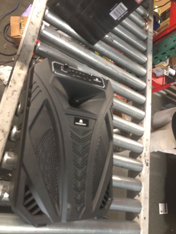 Photo 1 of ***STOCK PHOTO FOR REFERENCE ONLY, MISSING CHARGING CORD AND REMOTE*** 
max power  400W Rechargeable Outdoor Bluetooth Speaker Portable PA System w/ 8” Subwoofer 1” Tweeter, Recording Function, Mic In, Party Lights USB/SD, Radio - Pyle PPHP842B, BLACK