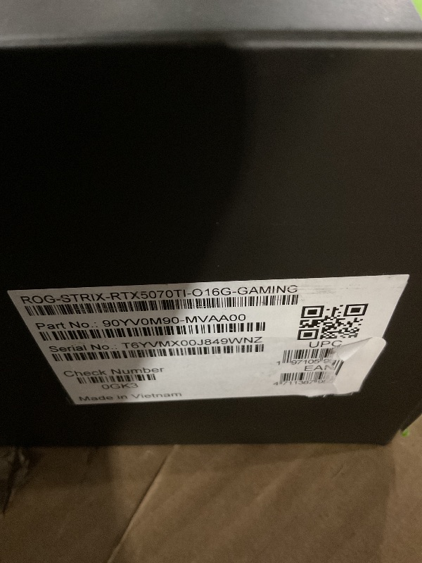 Photo 1 of ASUS ROG Strix GeForce RTX 5070 Ti OC Edition 16GB GDDR7 Graphics Card (PCIe 5.0, HDMI/DP 2.1, 3.2-slot, Axial-tech fans, MaxContact design with vapor chamber, phase-change GPU thermal pad, aura sync)