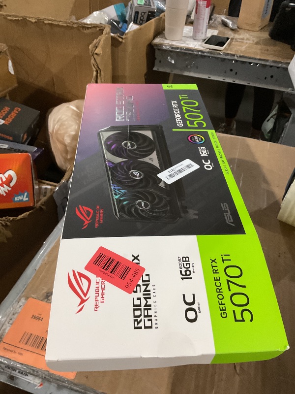 Photo 1 of ASUS ROG Strix GeForce RTX 5070 Ti OC Edition 16GB GDDR7 Graphics Card (PCIe 5.0, HDMI/DP 2.1, 3.2-slot, Axial-tech fans, MaxContact design with vapor chamber, phase-change GPU thermal pad, aura sync)