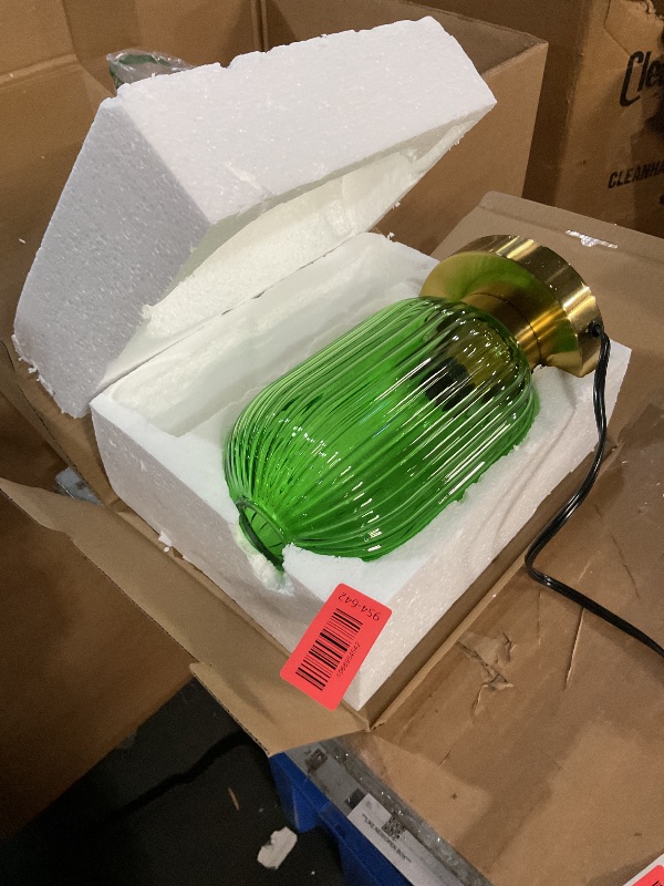 Photo 1 of LEDIKON Touch Control Mid Century Modern Table Lamp, 3 Way Dimmable, Green Glass, Small Gold, Vintage Bedside Lamp for Bedroom, Living Room,Office