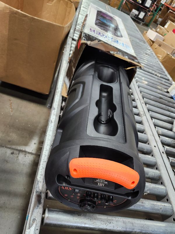 Photo 1 of *******************missing charging cable**********
Pyle Portable Bluetooth PA Speaker System - 600W Rechargeable Outdoor Bluetooth Speaker Portable PA System w/ Dual 8” Subwoofer 1” Tweeter