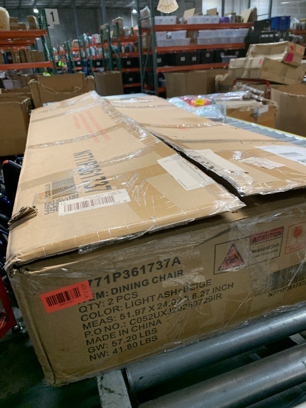 Photo 1 of **************ONE OF THE CHAIRS IS BROKEN****************
Christopher Knight Home Falcon Fabric Upholstered Dining Chairs Set of 2, Modern Wooden Dining Armchair, Curved Backrest Kitchen Side Chair, Living Room Accent Chair for Extra Seat, Light Ash+Beige