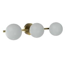 View 1 of ***PARTS ONLY*** Better Homes & Gardens Modern Vanity Light, Brass Finish, Frosted Glass Shades, T6 LED Bulbs