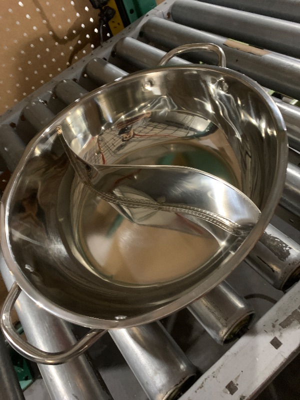 Photo 1 of ***DAMAGED - SEE NOTES/PICTURES*** Tofficu Stainless Steel Hot Pot with Divider 12.6 Inch Dual Section Shabu Shabu Pan for Family Party Cooking on Induction and Gas Stoves