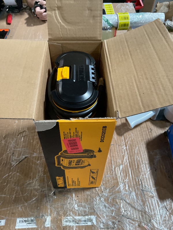 Photo 1 of ***(MISSING CORDS)***DEWALT Tire Inflator Portable Air Compressor 20V MAX, Air Pump with Automatic Shut Off, LED Light, Tool Only (DCC020IB)